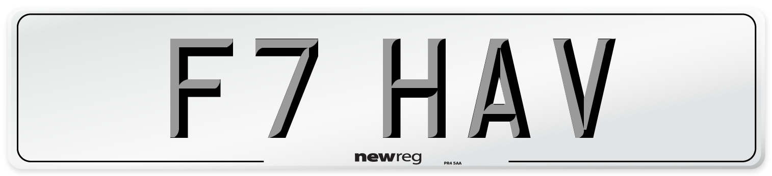 F7 HAV Number Plate from New Reg